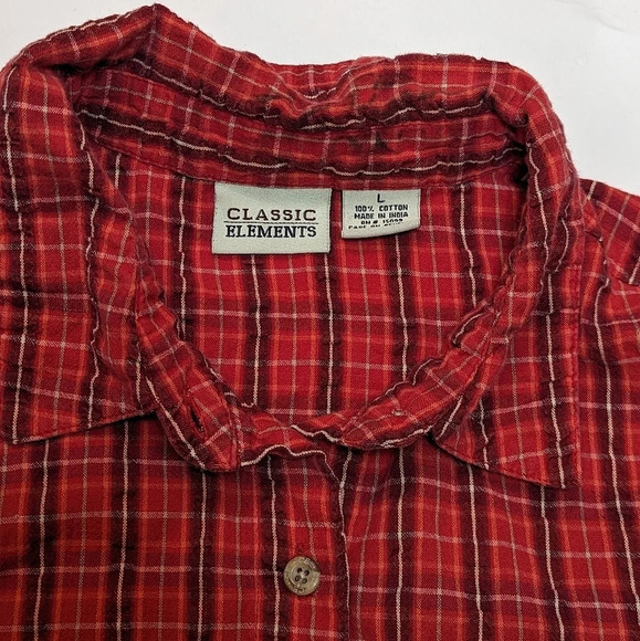 Vintage Classic  Elements Sleeveless Button Down Plaid Tank Top Large - Picture 5 of 7